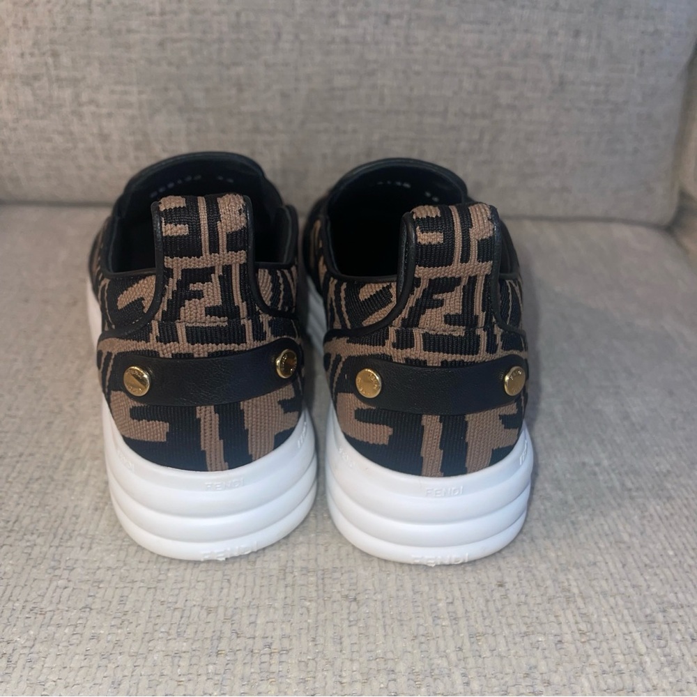 Fendi Black and Brown Slip-On Sneaker Shoes